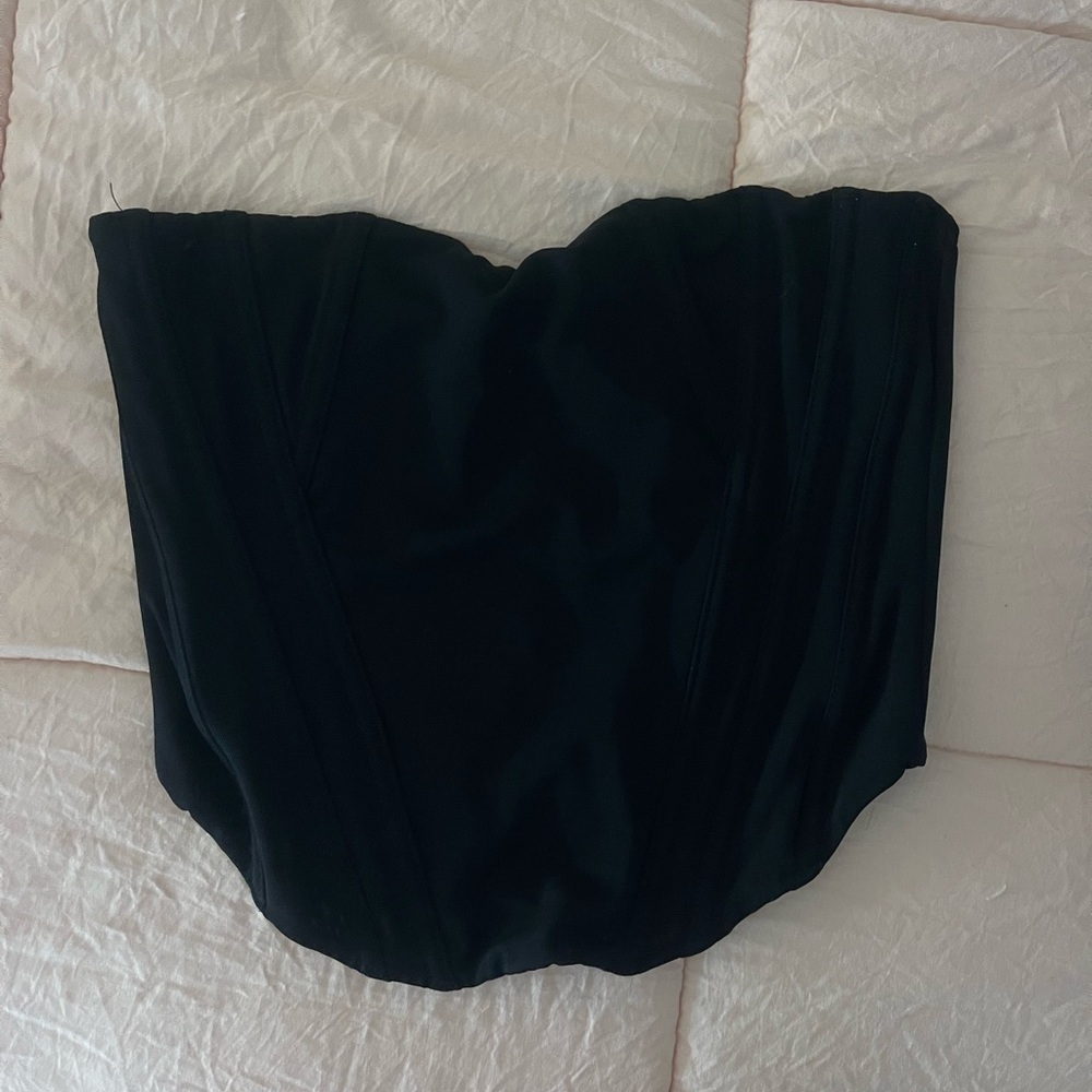 White fox black corset top